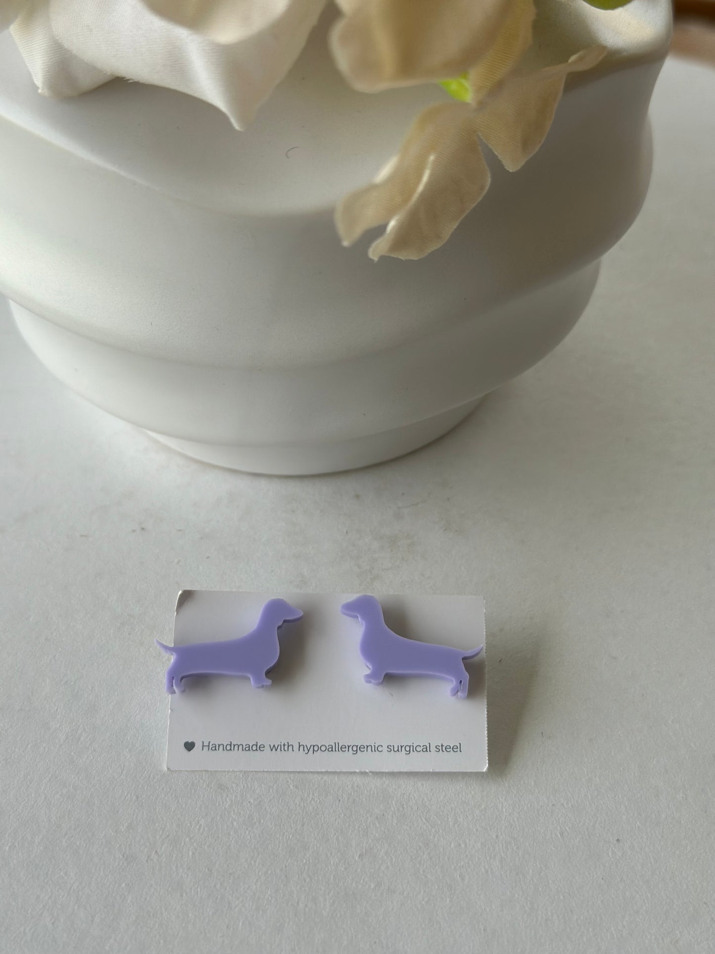 Purple Daschund Earrings